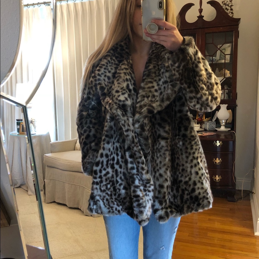 leopard faux fur jacket